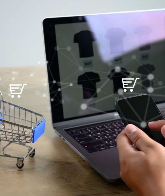 Graph showcasing trends in mobile commerce and digital sales channels